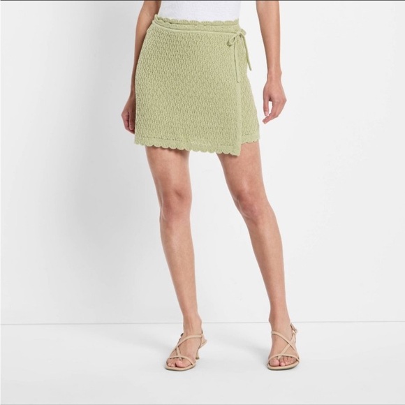 NWT Women's High-Rise Sweater Wrap Mini Skirt - Future Collective Sage Green L - Picture 1 of 5